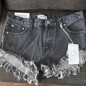 Glamorous Charcoal Fringe Jean Shorts